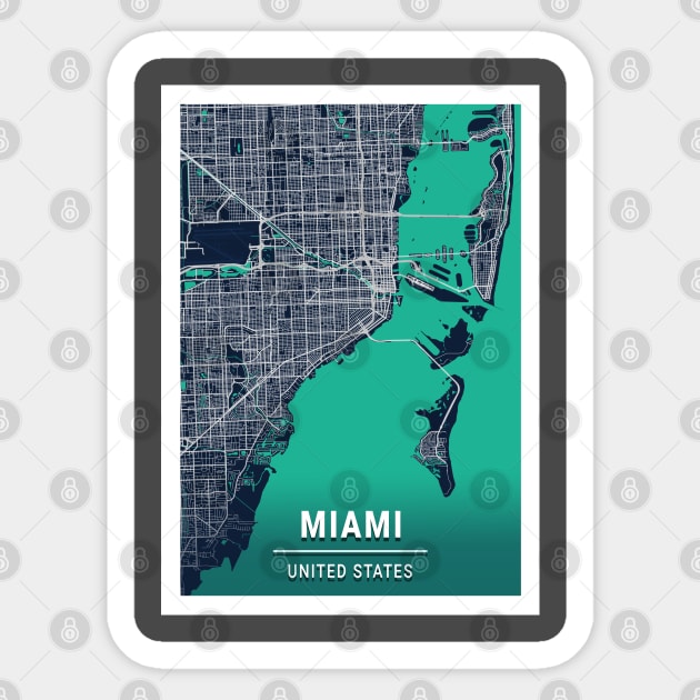 Miami Blue Dark Color City Map Sticker by tienstencil